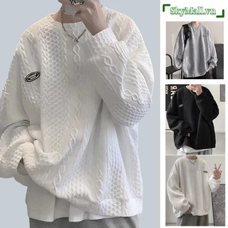 Áo sweater nam Cổ Tròn Màu Sắc Đơn Giản sweatshirts Phong Cách Hàn Quốc áo sweater form rộng thời trang áo sweater nu