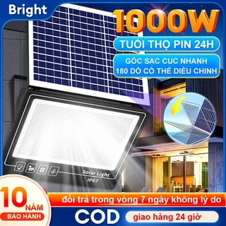 Đèn năng lượng mặt trời 1000W siêu sáng, chất liệu nhôm, chống chói và tuổi thọ pin cao, cảm biến có đèn tiết kiệm năng lượng mặt trời điều khiển từ xa [Bảo hành 10 năm]