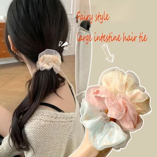 Phong Cách Cổ Tích Dây Buộc Tóc Lưới Tính Khí Ngọt Ngào Scrunchies Vải Hoa Đàn Hồi Cao Dây Buộc Tóc Cho Nữ Cô Gái Đuôi Ngựa Dây Cao Su Tóc Thời Trang Phụ Kiện Tóc