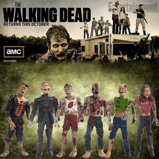 6 Cái / bộ The Walking Dead Season 1 Hình Resident Evil Zombie Ma Cà Rồng Khớp Di Chuyển Phiên Bản Q PVC Nhân Vật Hành Động Mô Hình Đồ Chơi Búp Bê