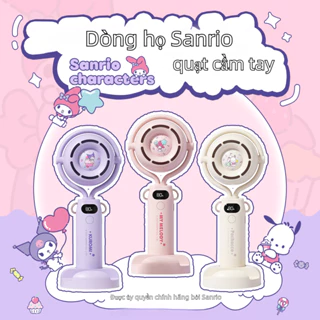 Quạt nhỏ cầm tay có thể gập lại Sanrio mới 2024, Quạt USB im lặng nhỏ, Quạt treo cổ di động có thể sạc lại, Quạt hiển thị kỹ thuật số gió cao, Quạt Turbo dễ thương