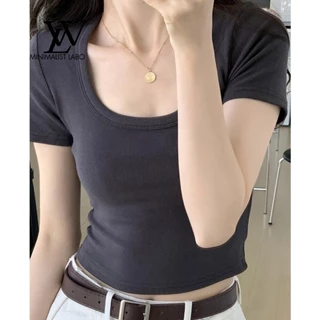 Minimalist Labo Nhỏ Cổ Chữ u Chính Hãng Vai Ngắn Tay Nữ Mùa Hè Hot Girl Phong Cách Slim-Fit Cao Cấp Ngắn bm Top