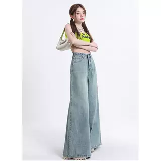 WANSHANG quần ống rộng quần nữ jean Thời trang Stylish Popular Xu hướng WNK2440VMG 17Z240422