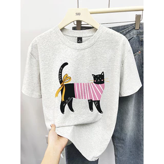 Mới 100% Cotton Plus Size 5XL Tay Ngắn Oversize Áo Thun Nữ Plus Size Tee Rời Thương Hiệu Địa Phương Người Phụ Nữ