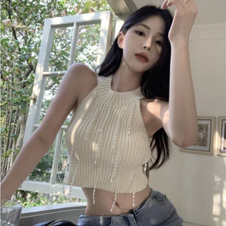 áo ba lỗ nữ croptop Ngắn Dây Đan Camisole Bên Trong Mùa Hè Bên Ngoài Mặc Gợi Cảm Tất Cả Trận Đấu Top