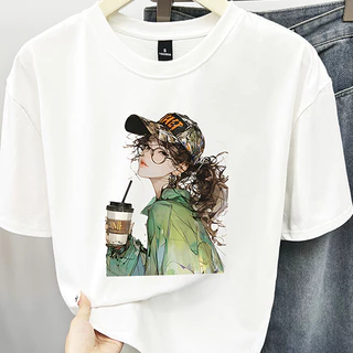 Mới 100% Cotton Plus Size 5XL Tay Ngắn Oversize Áo Thun Nữ Plus Size Tee Rời Thương Hiệu Địa Phương Người Phụ Nữ