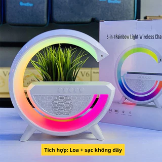 Loa Bluetooth thông minh hình chữ G, Chức năng sạc không dây, Đèn nhấp nháy có nhạc, Đèn bầu không khí đầy màu sắc