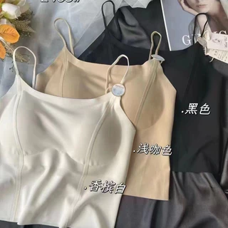 Liền Mạch Băng Lụa Mỏng Dây Đeo Vai Camisole Có Miếng Lót Ngực Chống chói Lưng Gợi Cảm Phù Hợp Với Áo Vest