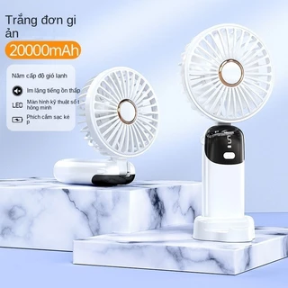 5 Chế Độ Quạt Cầm Tay Mini Di Động Có Thể Gập Lại Quạt Nhỏ Màn Hình Kỹ Thuật Số Văn Phòng Sinh Viên Quạt Nhỏ Quà Tặng Sạc USB Pin 5000mA