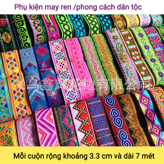 Phụ Kiện May Chiều Rộng Khoảng 3.3cm / Chiều Dài Khoảng 7m Dân Tộc Phong Cách Ren Miao Dân Tộc Mạnh Yao Dân Tộc Quần Áo Trang Trí Thắt Lưng Váy Tự Làm Ruy Băng