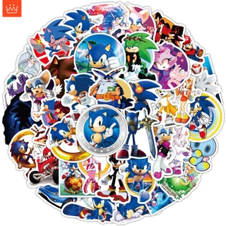 J· Hình Dán Chống Nước Sonic the Hedgehog Phim Hoạt Hình Mũ Bảo Hiểm Máy Tính Xách Tay Hành Lý Dán Thiết Lập, 50 tờ/bộ