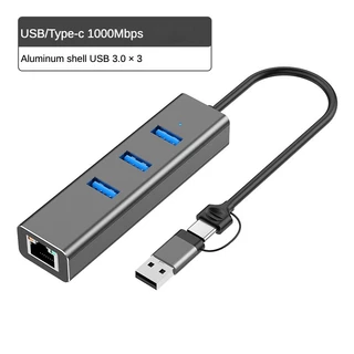 4in1 USB Type-C Hub Nhôm Đa Cổng Dock Station Với USB3.0 Adapter Lan Gigabit RJ45 1000Mbps Docking Station Cho Laptop Phụ Kiện Máy Tính