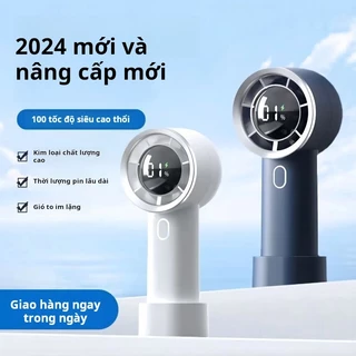 2024 Phong Cách Mới Màn Hình Kỹ Thuật Số Quạt Tốc Độ Cao usb Có Thể Sạc Lại Quạt Cầm Tay Siêu Dài Pin Tuổi Thọ Tủ Lạnh