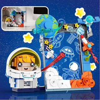 Kai Yi các hạt nhỏ của khối xây dựng không gian phi hành gia khung ảnh đồ trang trí giáo dục trẻ em lắp ráp đồ chơi xếp hình