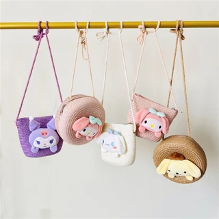 Otata Sanrio Túi Rơm Dễ Thương Hoạt Hình Nhật Bản Túi Messenger Tai Lớn Dễ Thương Túi Đeo Vai Chó