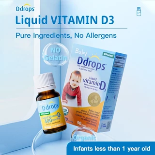 Ddrops Vitamin D3 400IU - Bổ sung D3 cho trẻ sơ sinh - Tăng cường miễn dịch, xương và răng - Không gây dị ứng - Dung tích: 2.5ml (90 giọt)
