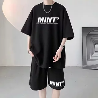 Áo thun nam ngắn tay kèm quần ngắn thời trang mới cho bigsize unisex bộ quần áo bình thường phổ biến cộng với quần áo đôi đơn giản