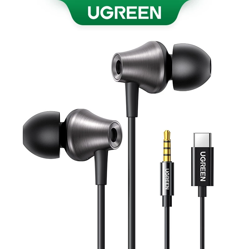 Tai nghe có dây USB Type C UGREEN 3,5mm có micrô, Tai nghe có dây trong tai nghe âm thanh nổi HiFi, dành cho hầu hết có giắc cắm 3,5 mm