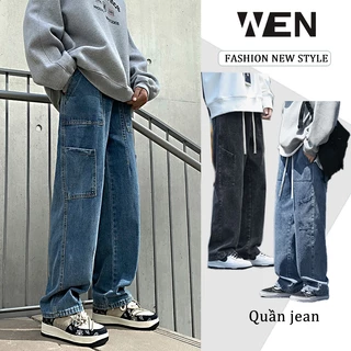 Wendy 's Quần jean ống rộng phong cách trung lập túi nhiều dây rút cổ điển của Mỹ cho năm 2024 kiểu dáng mới