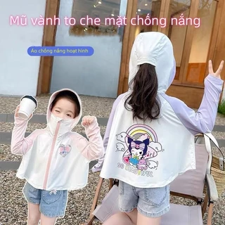 Bé Gái Băng Lụa Chống Nắng Quần Áo Mùa Hè Chống Nắng Quần Áo Áo Áo Trẻ Em Mỏng Kuromi Da Quần Áo