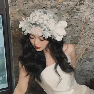 Crown Bridal Phụ Kiện Cài Tóc Cô Dâu Phối Ren Hoa Phong Cách Trung Quốc Cổ Điển Sang Trọng