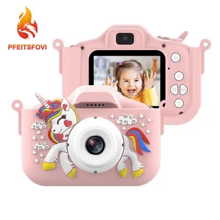 Camera trẻ em, Camera kỹ thuật số trẻ em 1080P với thẻ TF 32GB, Vỏ máy ảnh Unicorn / Video HD / 5 trò chơi giáo dục / Zoom 8x / 46 khung ảnh & bộ lọc, Quà tặng cho bé trai bé gái từ 3-8 tuổi (Hồng)