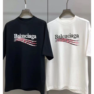 Mới Balenciaga Nam Nữ Cặp Đôi Cotton Nguyên Chất Thoải Mái Áo Thun Nữ Tay Ngắn