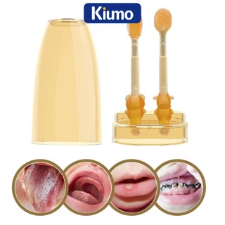 Kiumo 3pcs Set rơ lưỡi và bàn chải đánh răng kiumo silicon mềm an toàn, nhẹ nhàng vệ sinh sạch răng miệng cho em bé từ 0 -18 tháng