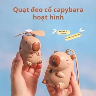 Quạt Capybara Quạt Sạc Mini CAPYBARA Chuột Lang Nước Cute Cầm Tay/Đeo Cổ