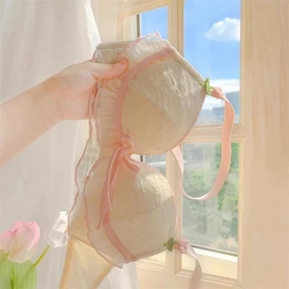 Thời Trang Nữ Gợi Cảm Ren Mềm Mại Đáng Yêu Nơ Áo Ngực Không Dây Đẩy Lên Brassiere Bé Gái Quần Lót Nữ Bralette