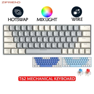 ZIFRIEND T62 Bàn Phím Cơ 63 Phím Hotswap Bàn Phím Chơi Game Dây Văn Phòng Có Đèn Nền Cầu Vồng