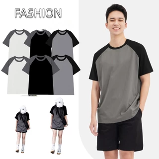 Áo Phông Tee Trơn Raglan Nam Nữ Năng Động Cotton Cao Cấp, Áo Thun Trắng Đen Xám Unisex