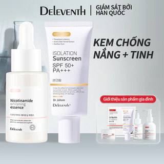 Tổ hợp chống nắng làm trắng DELEVENTH  Niacinamide làm sáng tông màu da  bổ sung hàm lượng nước và dưỡng ẩm  tính chất thanh mát không nhờn  Serum niacinamide 37ml + kem chống nắng vật lý 50g