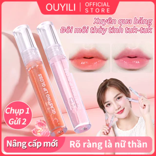 OUYILI Son Tint Bóng trong lip gloss lip Oil Trong romand Suốt dưỡng ẩm son môi son bóng son bóng gương sinh viên doodle kính son bóng