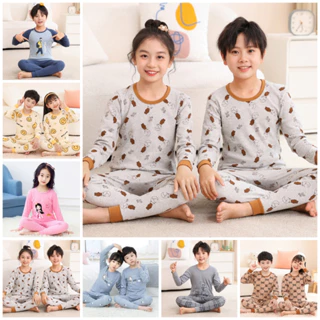 Bộ đồ ngủ trẻ em 100-160cm cotton bé trai bé gái bộ đồ dài tay loungewear cho mùa xuân thu