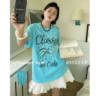 Áo thun ngắn tay hoạt hình 3XL tay ngắn phong cách mỏng hợp thời trang Áo thun Cotton nguyên chất phong cách Hàn Quốc Áo thun phong cách ins Áo thun nữ cổ tròn dáng rộng bên trong