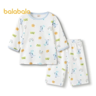 Bộ Đồ Ngủ Cho Bé Balabala Bộ Quần Áo Điều Hòa Mùa Hè Bé Trai Và Bé Gái Homewear Trẻ Em Nguyên Chất Cotton In Mềm Triều