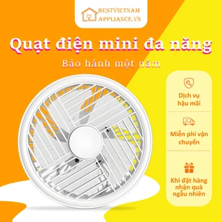 Quạt nhỏ để bàn với đèn LED 180 độ, công suất gió lớn, quạt điện sạc USB để bàn văn phòng, quạt di động nhỏ và di động, quạt ngoài trời 5 trong 1