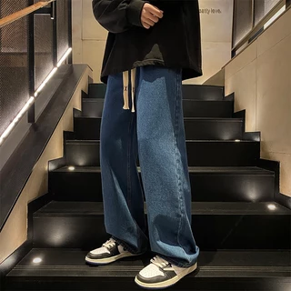 Quần jean rách phong cách Bờ Tây Mỹ quần jean thẳng dáng rộng nam thương hiệu hợp thời trang quần jean nam oversize phong cách Hàn Quốc quần hip-hop