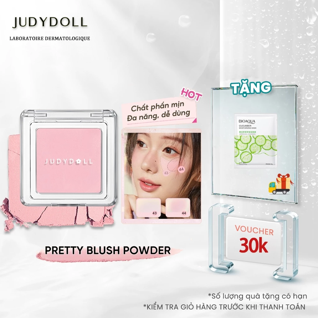 JUDYDOLL Phấn má hồng đơn sắc Pretty Blush Powder Tự nhiên Phấn mịn Lên màu tốt 2g，Trang điểm mặt judydoll