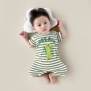 Mới mùa hè bé trai cô gái jumpsuit bé jumpsuit phim hoạt hình dễ thương khủng long phong cách cotton thời trang đẹp trai jumpsuit bé