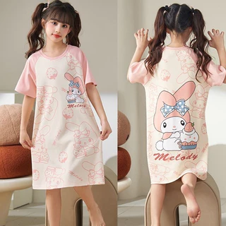 [Sản phẩm mới] Bé gái Bộ đồ ngủ Kuromi phong cách mới Váy ngủ cho bé gái Quần áo ở nhà phong cách mỏng