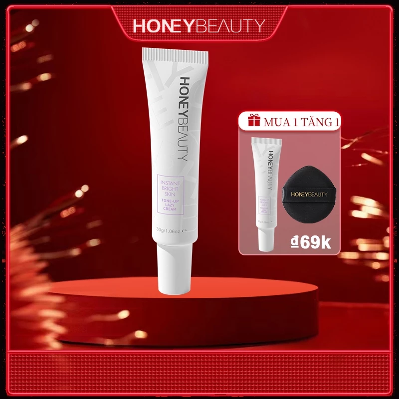 【VN Tàu Thủy】Honey Beauty kem nâng tone Kem Lười Makeup Kem Nâng Tông Da kem lười trang điểm 30g