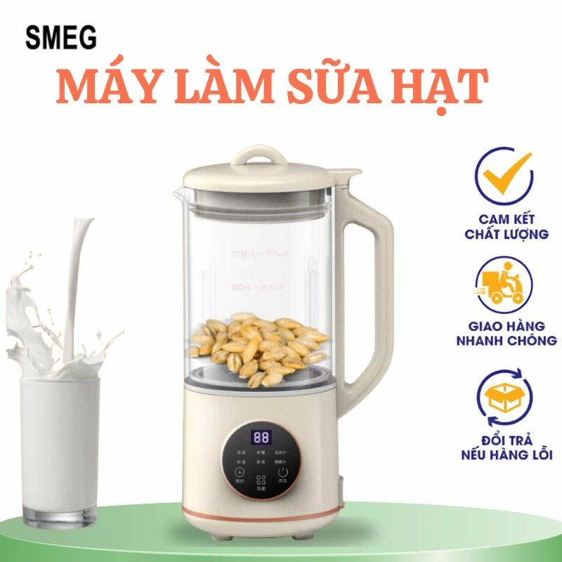 SMEG Máy làm sữa đậu nành 1200ml, máy xay thực phẩm hoàn toàn tự động, máy phá tường nhỏ đa năng