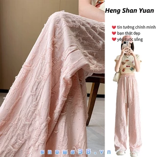 Heng Shan Yuan Quần âu lưng cao nữ phong cách mới dây rút quần lau ống rộng