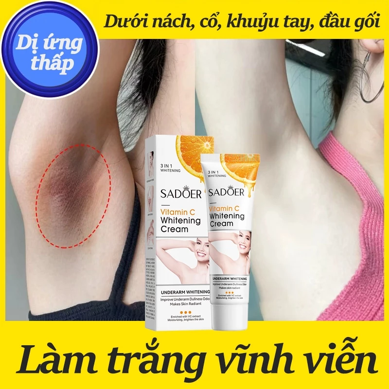 SADOER Ceramid Kem trắng nách 50g Vitamin C Làm trắng nách | trị thâm nách | bikini hồng | Kem dưỡng ẩm