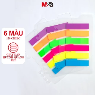 M & G 6 màu 120 miếng giấy dán huỳnh quang PET, nhãn dán thời trang, nhãn dán tên, nhãn dán ghi chú và tin nhắn, sổ ghi chú sau, 20 trang / mặt hàng YS-21 MG