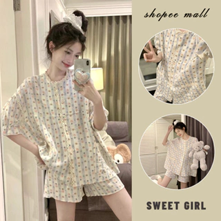 Bộ đồ ngủ gấu Tay áo ngắn mùa hè pijama đồ mặc nhà nữ