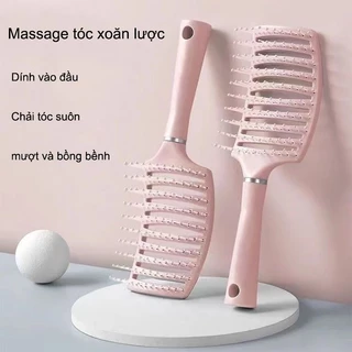 Lược chải đầu gỡ rối tóc, massage da đầu, lược nhựa hình bán nguyệt giúp chải phồng tóc, hỗ trợ tạo kiểu tóc, lược chải