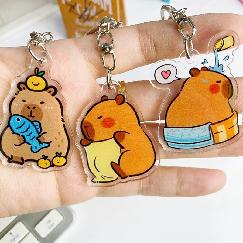 Keepmoved Capybara Acrylic Móc Khóa Đồ Chơi Hoạt Hình Móc Khóa Mặt Dây Chuyền Ba Lô Túi Chìa Khóa Trang Trí Quà Tặng Mới